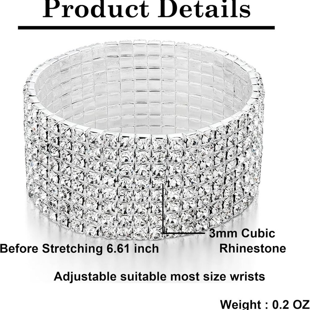 Sparkle Multicolor Rhinestone Stackable Stretch B… - image 2